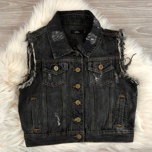 LF MILLAU Distressed Jean Vest Black S